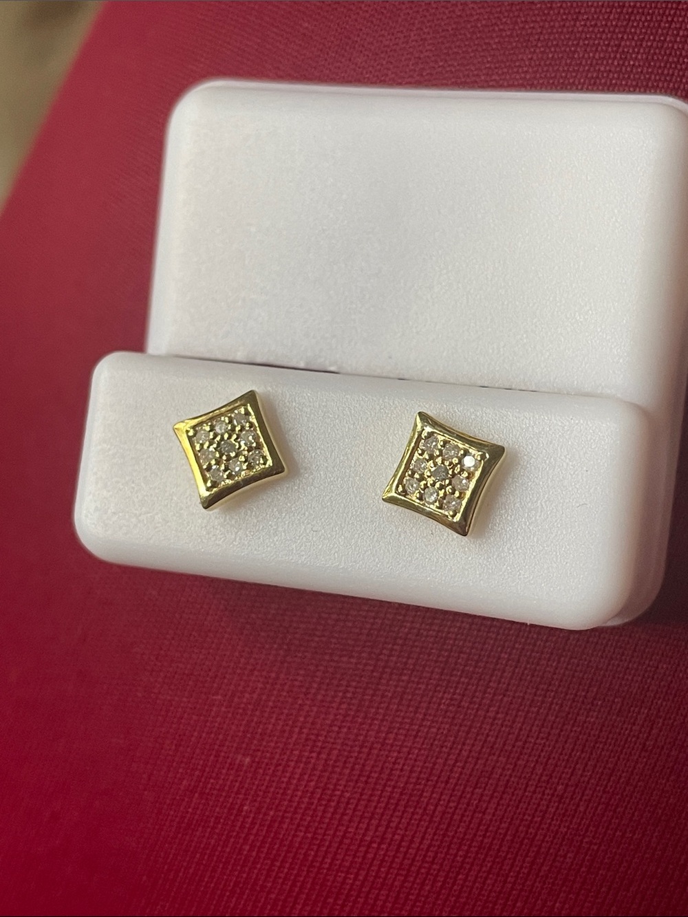 New 925 natural diamond Square Stud Earrings - Classic Women Jewelry